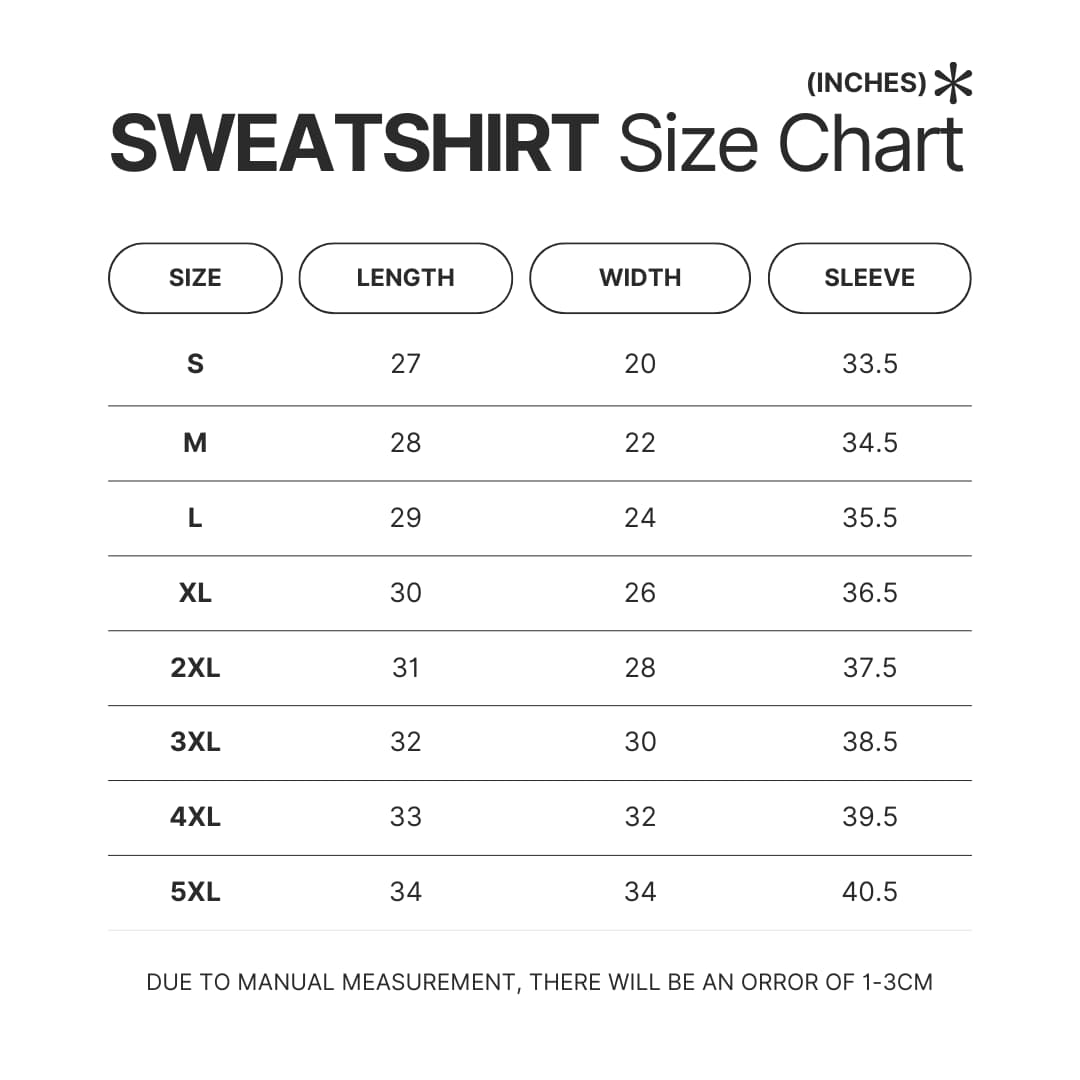 Sweatshirt Size Chart - Corgi Gifts