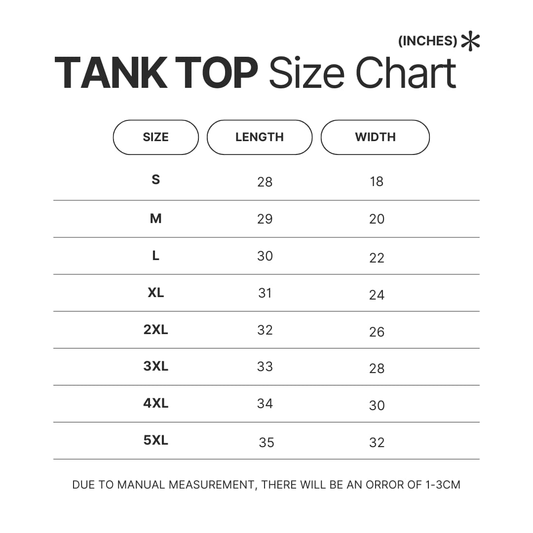 Tank Top Size Chart - Corgi Gifts